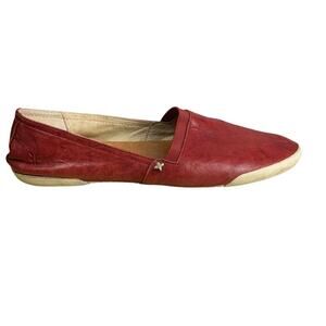 Frye Melanie Red Leather Flats Slip-On Comfort Shoes 10M